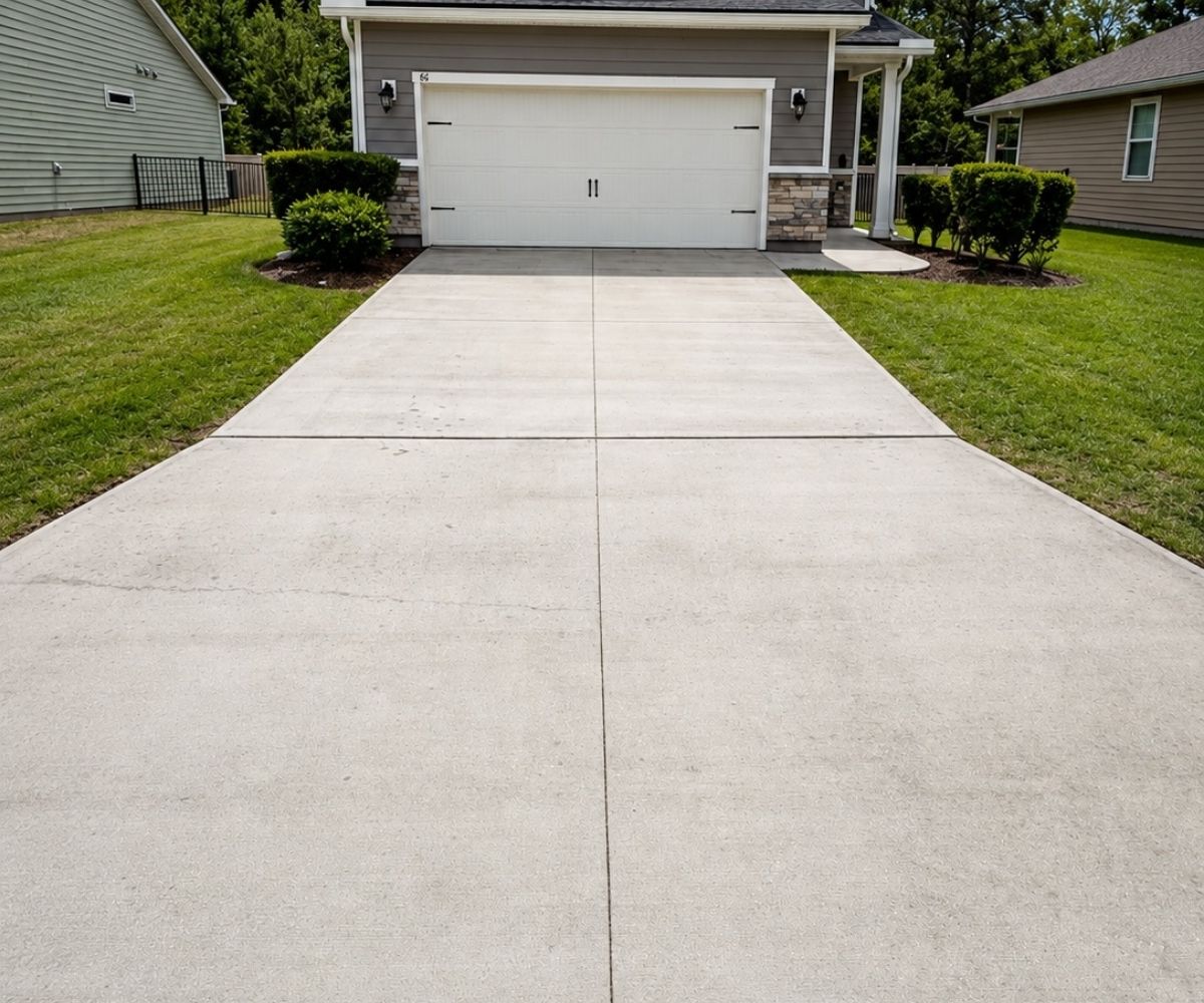 Clean, finished concrete driveway in Saint Augustine, Florida