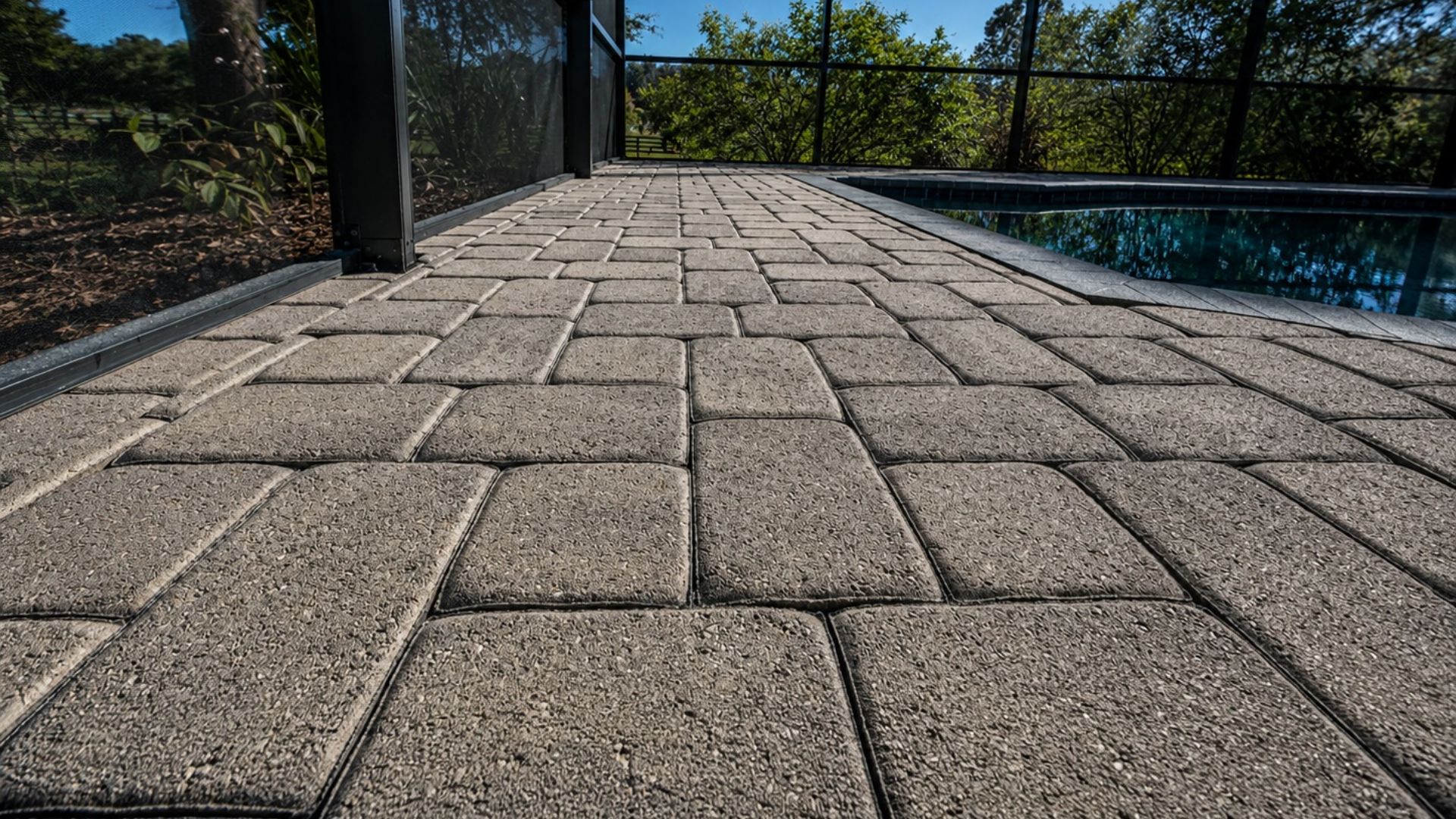 Paver driveway being pressure washed in Saint Augustine, Florida